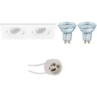 BES LED LED Spot Set - LEDVANCE Parathom PAR16 940 36D - Pragmi Borny Pro - GU10 Fitting - Dimbaar - Inbouw Rechthoek Dubbel -