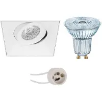 BES LED LED Spot Set - LEDVANCE Parathom PAR16 940 36D - Pragmi Nivas Pro - GU10 Fitting - Dimbaar - Inbouw Vierkant - Mat Wit -