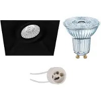 BES LED LED Spot Set - LEDVANCE Parathom PAR16 940 36D - Pragmi Nivas Pro - GU10 Fitting - Dimbaar - Inbouw Vierkant - Mat Zwart