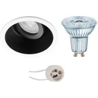 BES LED LED Spot Set - LEDVANCE Parathom PAR16 940 36D - Pragmi Zano Pro - GU10 Fitting - Dimbaar - Inbouw Rond - Mat Zwart/Wit