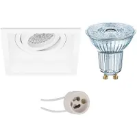 BES LED LED Spot Set - LEDVANCE Parathom PAR16 940 36D - Pragmi Domy Pro - GU10 Fitting - Dimbaar - Inbouw Vierkant - Mat Wit -