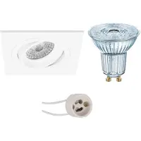 BES LED LED Spot Set - LEDVANCE Parathom PAR16 940 36D - Pragmi Borny Pro - GU10 Fitting - Dimbaar - Inbouw Vierkant - Mat Wit -