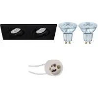 BES LED LED Spot Set - OSRAM Parathom PAR16 940 36D - Pragmi Borny Pro - GU10 Fitting - Dimbaar - Inbouw Rechthoek Dubbel - Mat