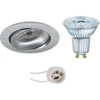 BES LED LED Spot Set - OSRAM Parathom PAR16 940 36D - Pragmi Delton Pro - GU10 Fitting - Dimbaar - Inbouw Rond - Mat Zilver -