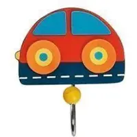 Simply For Kids Kapstokhaakje auto (21430) - Wandkapstok - 12x12cm - Hout - Multi