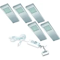 Doeco LED 12V Onderbouw set Dotty 5 Spots met Schakelaar kleur Rvs LVSET5DOTSI