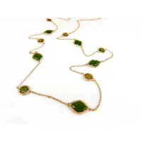 Sophie Zilveren halsketting halssnoer collier roos goud verguld Model Pret a Porter groene stenen