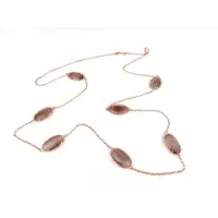 Sophie Zilveren halssnoer halsketting collier roos goud verguld Model Oval met bruine stenen