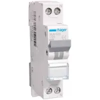 Hager installatieautomaat 1 mjn c-karakteristiek 1p en n, meeschakelende nul