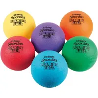 Spordas Set van 6 Gekleurde Polyester Speelballen 15,2cm Geel/rood/paars/blauw/oranje/groen