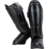 Super Pro Combat Gear Guardian Lederen Scheenbeschermers - Zwart - L