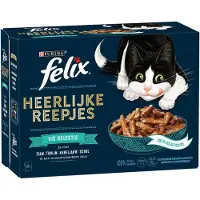 Felix Kattenvoer Nat Heerlijke Reepjes Vis Selectie 12 x 80 gr