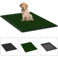 vidaXL Huisdierentoiletten 2 st met bak en kunstgras 76x51x3 cm groen