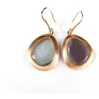 Sophie Zilveren oorringen oorbellen roos goud verguld Model Playfull Colors gezet met grijze steen