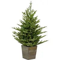 Our Nordic Christmas 31NORT91L Nordmann Entrance Tree Wooden Pot LED - 91 cm
