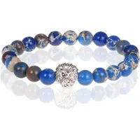 Memphis Blauwe kralen armband Natuursteen Leeuwenkop