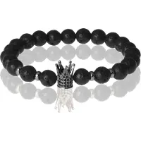 Memphis kralen armband Lavasteen Crown Black