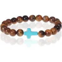 Memphis kralen armband Tigereye Cross