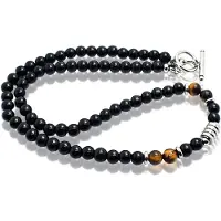 Memphis kralen ketting Onyx Zwart Bruin - 45cm