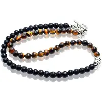 Memphis kralen ketting Tijgeroog Zwart Bruin - 45cm