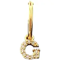 New Bling 9NB 906G Zilveren Oorring met letterhanger - Zirkonia - G - Half Paar - Goudkleurig