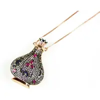 Sophie Zilveren collier halssnoer Model Arabic Delight roos goud verguld met hanger gezet met gekleurde stenen