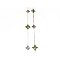 Sophie Lange zilveren collier halssnoer Model Refined Repitition gezet met kaki stenen