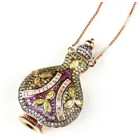 Sophie Zilveren collier halssnoer roos goud verguld Model Arabic Colors gezet met gekleurde stenen