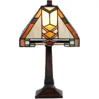 Clayre & Eef Tiffany tafellamp 22x22x38 cm geel glas tiffany bureaulamp
