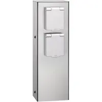 LCD Roestvrijstalen stopcontactzuil 019, 2-voudig, roestvrij staal Steckdosensäule 019, alu / grijs / zink, Roestvrij staal, Modern