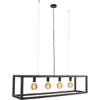 QAZQA Industriële hanglamp zwart 4-lichts - Big Cage