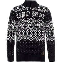 Cipo & Baxx Trui nachtblauw / wit