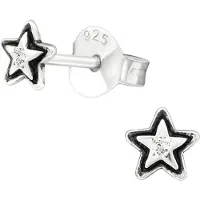 Montebello Oorbellen Alison - 925 Zilver Geoxideerd - Ster - ∅4mm