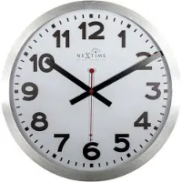 Nextime NE-3999ARRC Wandklok Dia. 35 Cm, Aluminium, Wit, 'Station' Radio Controlled (DCF)