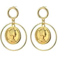 LGT JWLS LGT Jewels Cirkelvormige Damesoorbellen met Interne Munt Goudkleurig