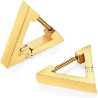 Mendes heren oorbellen Edelstaal Triangle Goudkleurig