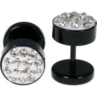 LGT JWLS Stalen Stud oorbellen zwart met kristallen 8mm