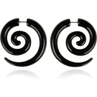 LGT JWLS Tribal bone oorbellen Black Spiral
