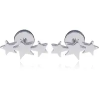 Mendes Triple Star Stud oorbellen Titanium Zilver