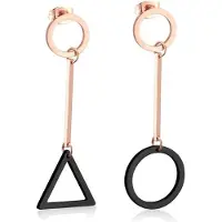 Cilla Jewels Cirkel Driehoek oorhangers Edelstaal Rose met Zwart