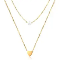 Cilla Jewels Dubbele ketting Edelstaal Verguld Goudkleurig Heart Pearl