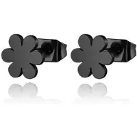Cilla Jewels oorknoppen Edelstaal Bloem Zwart