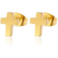 Cilla Jewels oorknoppen Edelstaal Kruis Goudkleurig