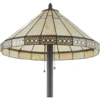 Clayre & Eef Tiffany vloerlamp, beige glas, diameter 50 cm, hoogte 164 cm