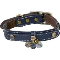 Happy house Fashion halsband / hondenhalsband - Donkerblauw - XXXS - Nekomtrek: 15 - 18 cm (GELIEVE ALVORENS BESTELLEN OPMETEN)