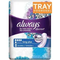 Always Discreet Incontinentieverbanden Plus Voor Urineverlies - Long Plus - Voordeelverpakking 6 x 8 stuks