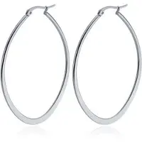 Cilla Jewels Ovale oorbellen Edelstaal Zilverkleurig-50mm