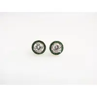 Sophie Model Small Round Green zilveren oorringen met groene en witte stenen cubic zirconia