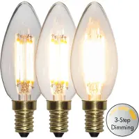 Star Trading 3 standen - Kaarslamp - E14 - 4W - Super Warm Wit <2200K - Filament - Helder