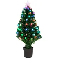 Everlands Groene glasvezel kunstkerstboom 90 cm met knipperende LED lampjes - Kunstkerstboom